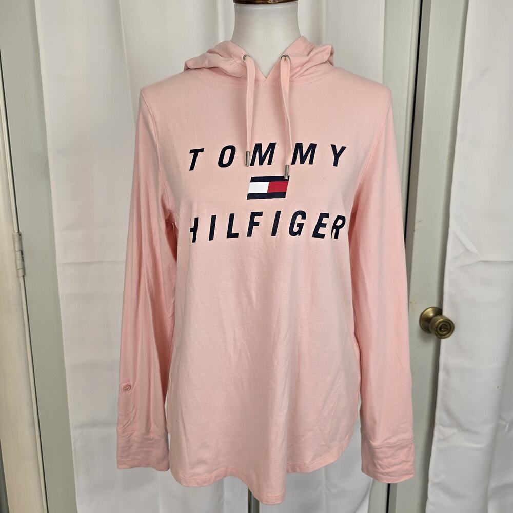 Tommy Hilfiger Sport Lightweight Pink Hoodie Convertible Sleeve Size M